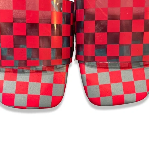 🎩🗝️NWOB $98 Gianni Bini
Cobitwo Checkered Banded Square Toe Sandals Pink/Blue - Picture 3 of 4